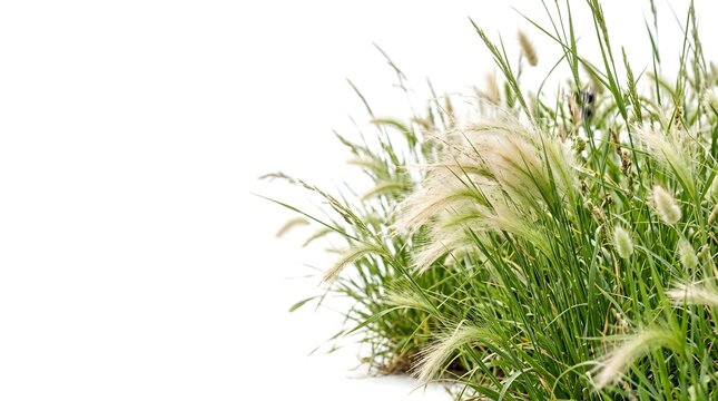 Lush green foxtail grass in bright daylight, offering a vibrant, natural texture for ecological themes.