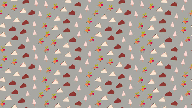 Seamless pattern of food and trees