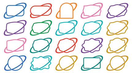 Collection of colorful orbital ring vector frames and banners with blank spaces for your custom text © Crushin