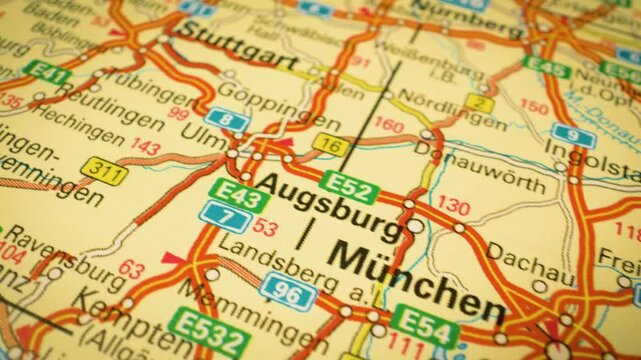 Stuttgart to Munich, Germany &ndash; smooth gliding movement over road map