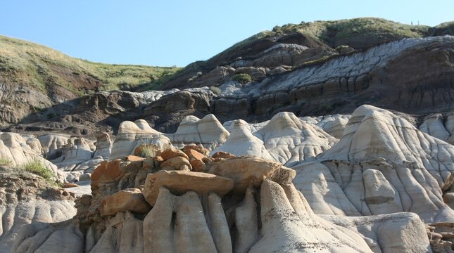 Hoodoo formations in Drumheller, Alberta, Canada