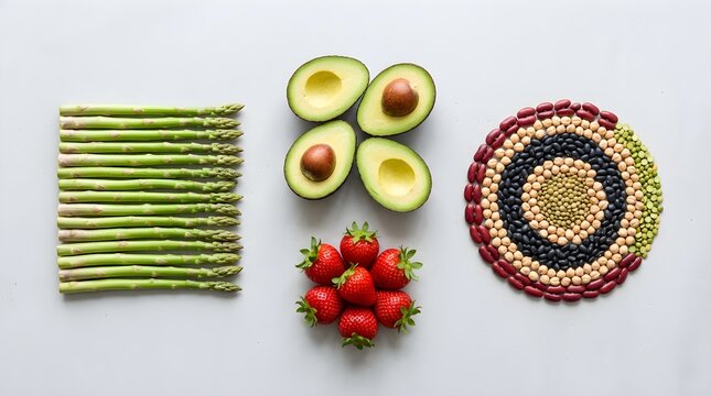 Assorted Fresh Vegetables and Fruits Arranged for Display
