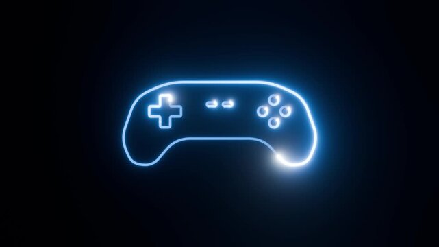 Neon game controller icon animation