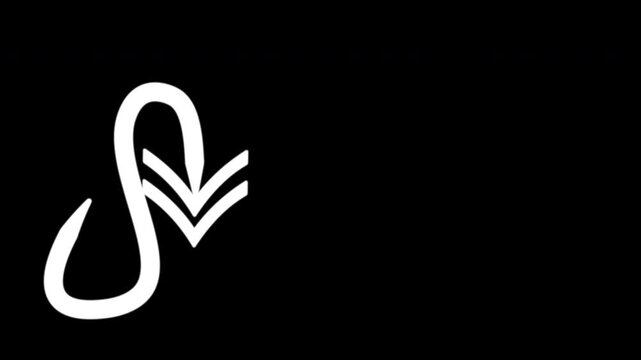 White Curved Arrow Rising Up on Black Background Animation Concept of Business Growth Success Progress and Overcoming Difficulties, 4k Video