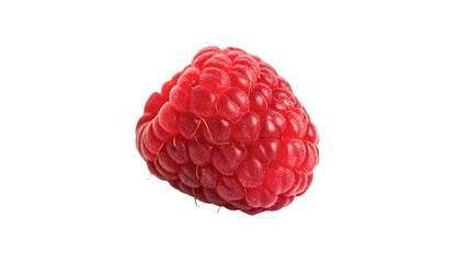 Single fresh ripe sweet red raspberry berry fruit macro juicy texture isolated on transparent background © Rosie Rogers