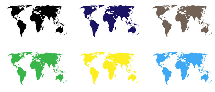 World Map, Equal Earth Projection Map Set and Globle Geography