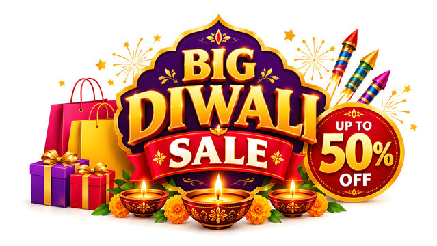 Diwali modern festival sale offer discount logo concept on background.