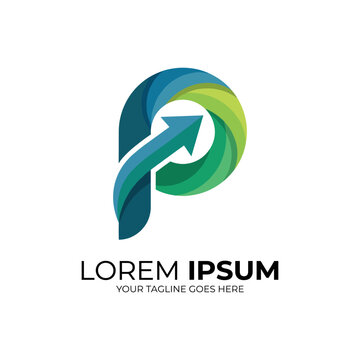A modern and colorful logo featuring a stylized letter P, combined with an upward arrow, ideal for businesses focused on growth and innovation.