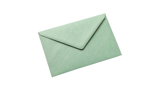 Blank pastel green paper letter envelope classic postal mail delivery isolated on transparent background