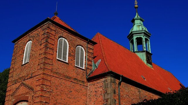 a historic building in ahrensburg germany 4k video with a pan