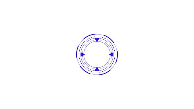 Futuristic HUD circle interfaces digital display screen with Hi-tech hologram loading button animation and alpha channel. Animated of UHD circle and four triangle HUD futuristic elements.