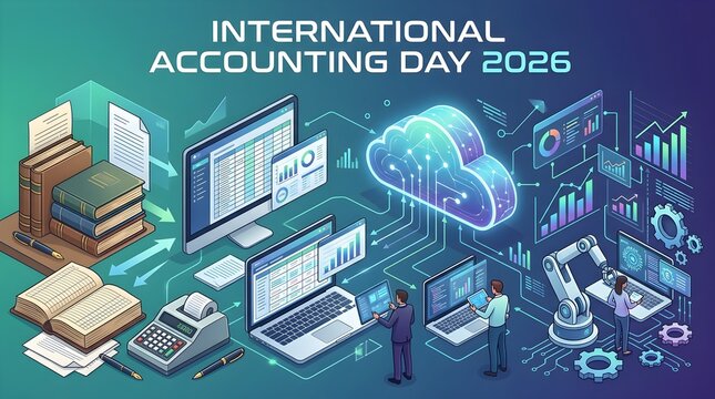 International Accounting Day 2026 vector poster with isometric device