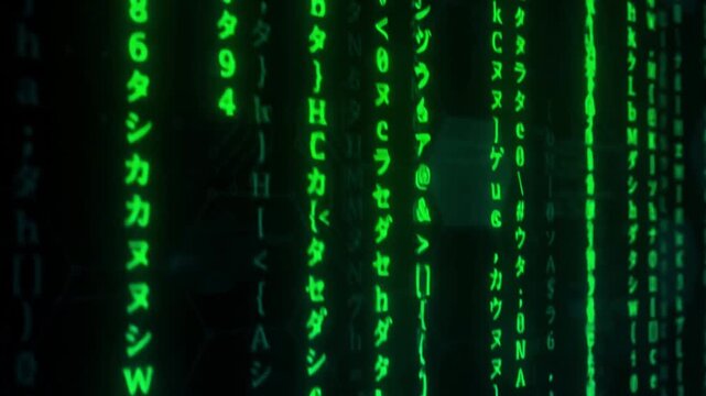 Matrix code falling green digital rain
