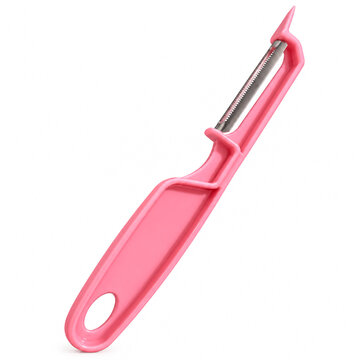 Pink vegetable peeler isolated on white background for kitchen use