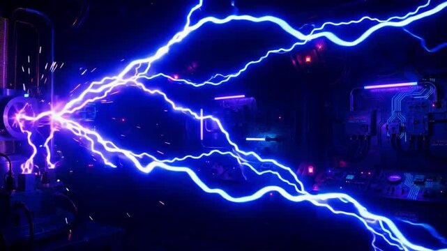 Electric plasma lightning arcs tesla background