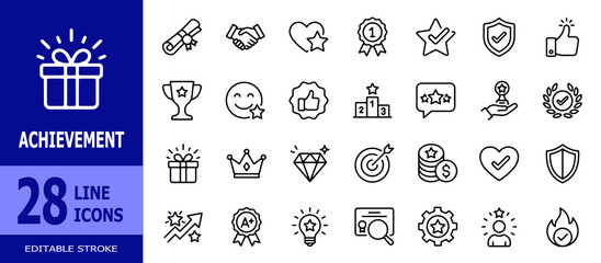 Achievement and award line icons set. success, recognition and certification symbols. Vector Illustration. © Human