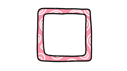 Obraz premium Pink Square Frame Border Doodle Element on Transparent Background
