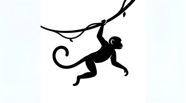 vector silhouette of a monkey
