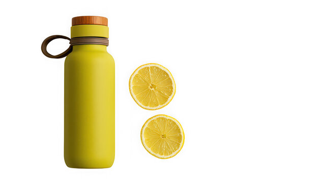 Reusable water bottle with lemon slices for hydration and wellness
