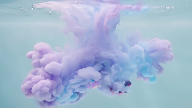 Colorful Bath Bomb Dissolving and Fizzing in Clear Water