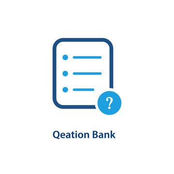 Question Bank Line Icon, Exam Question Repository with Help Symbol Vector