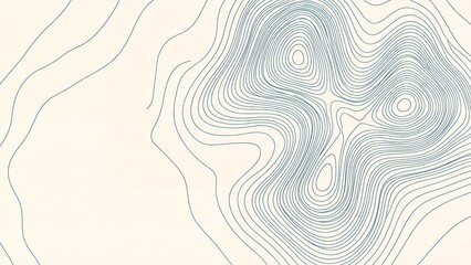 Topographic contour lines map background. Thin blue wavy elevation lines on cream beige paper, abstract terrain relief pattern, geography topo texture for outdoor and travel design © Naeem 2.0