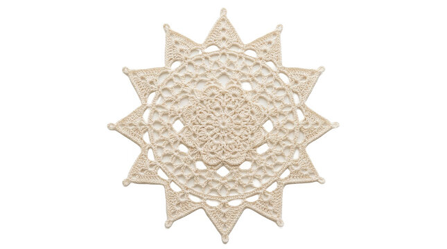 Decorative beige lace doily with star pattern