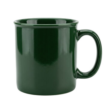 Dark green ceramic coffee mug isolated on transparent background