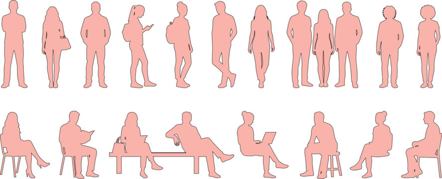 Human figures and silhouettes editable Vector icon set