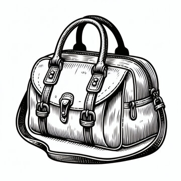 Vintage Women Handbag Vector Sketch