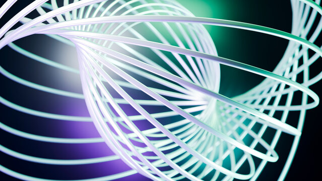 Abstract 3d twisted spiral digital illustration with glowing