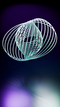 Wireframe sphere composed of twisted loops in digital abstract art