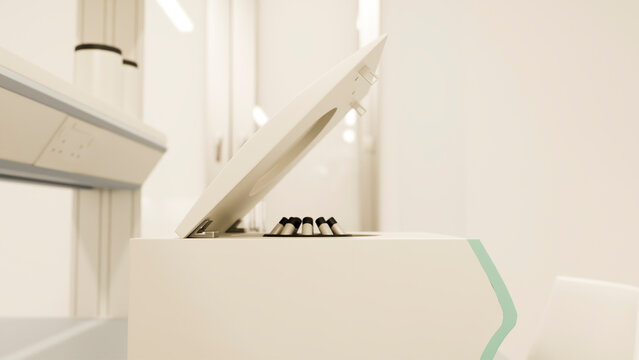 Laboratory centrifuge with test tubes for sample processing