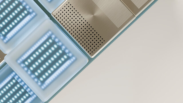 Led light panels with perforated design in studio setup