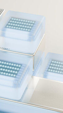 Close-up of microchips protected by translucent silicone cases