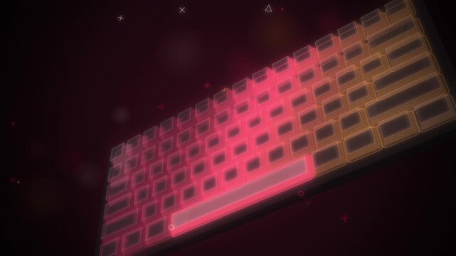 Angled red keyboard glowing keys with victory ring burst on black