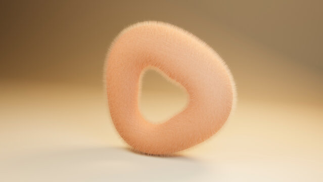 3d illustration of an abstract fuzzy orange object with triangular