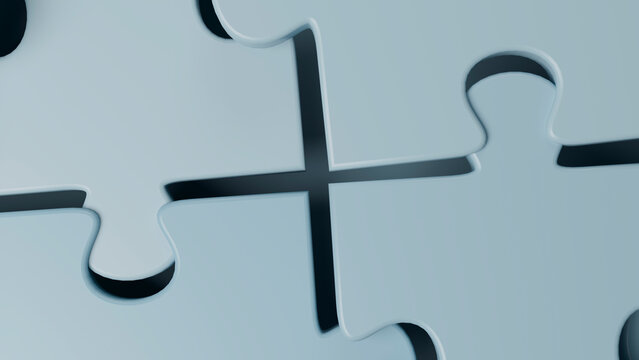 Close-up illustration of blue interlocking puzzle pieces