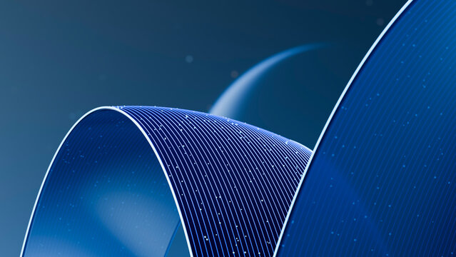 Blue curved digital wave ribbon with white dotted pattern