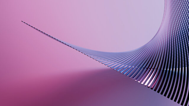 Abstract 3d illustration of curved blue strips forming a wave shape