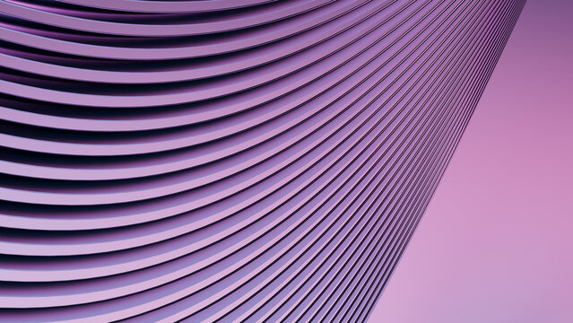 Abstract modern building with curved parallel lines