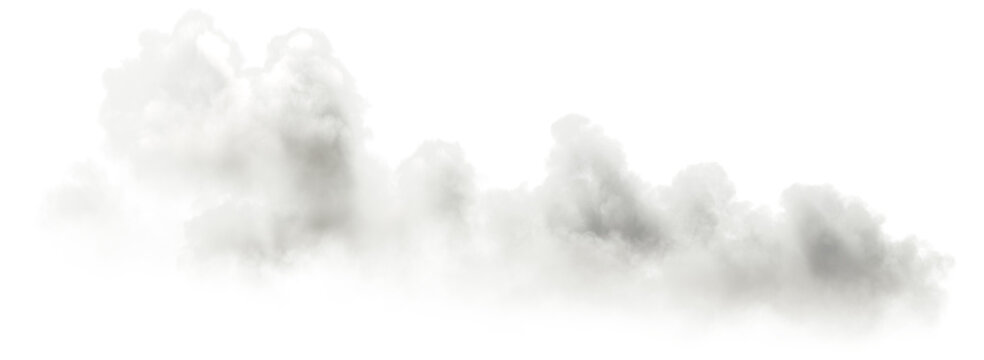 Peaceful soft steam cloud floating cut out backgrounds 3d render png