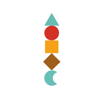 Geometric shapes stacked vertically