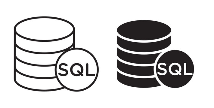 SQL icon flat outline in black