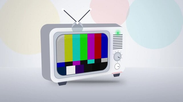 Retro white CRT television with color bars close-up seamless loop