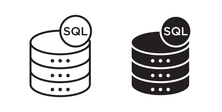 SQL icon flat outline in black