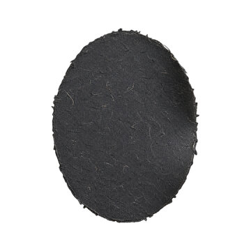 Rough black fibrous oval texture with uneven edges