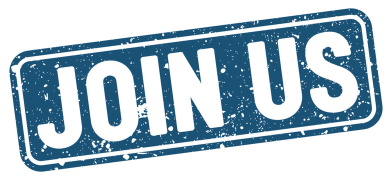 join us stamp. join us blue rectangular grunge stamp on transparent background