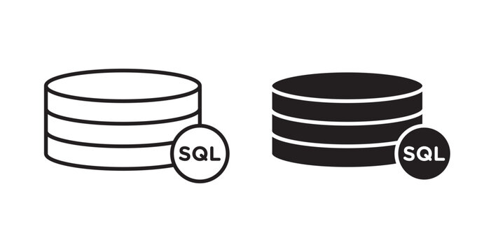 SQL icon flat outline in black