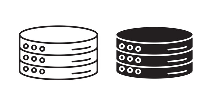 Cylinder database icon flat outline in black